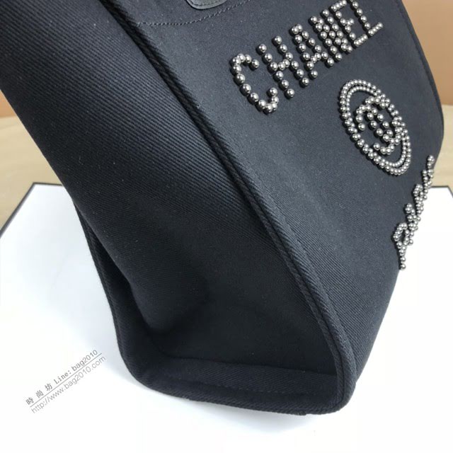 Chanel女包 A66939 Chanel Cabas Ete沙灘包 Chanel春夏新品珍珠帆布購物袋  djc4048